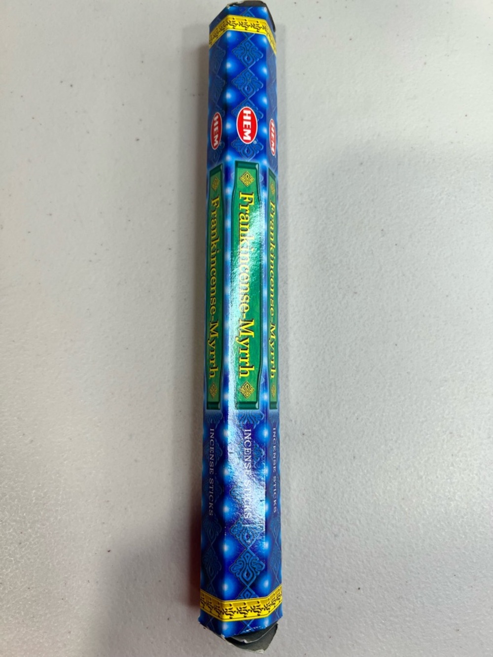HEM Frankincense Myrrh Incense Sticks - Blue, Green & Gold Packaging